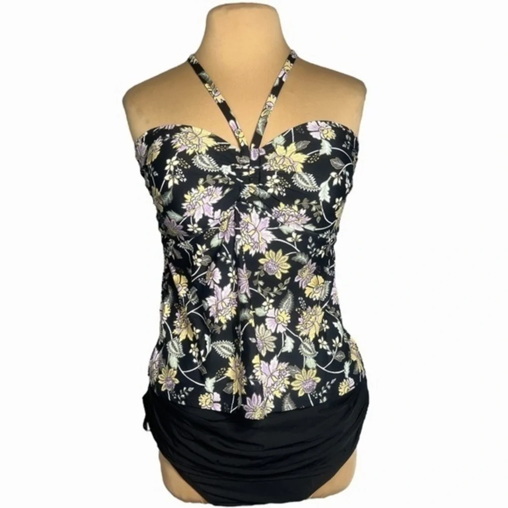 Freshwater Floral Tankini Skirtini Swim Set NWT Large 12 Halter Convertible Slim